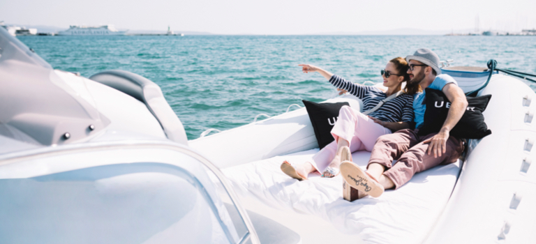 Travelers exploring Croatia islands and scenery by boat
Travelers exploring Croatia islands and scenery by boat